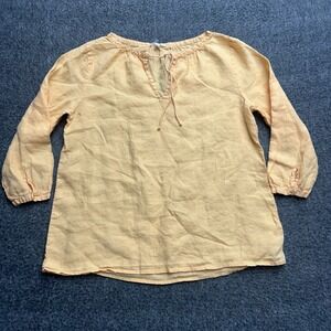 Eileen Fisher Tunic Top Medium Petite Irish Linen Butter Yellow